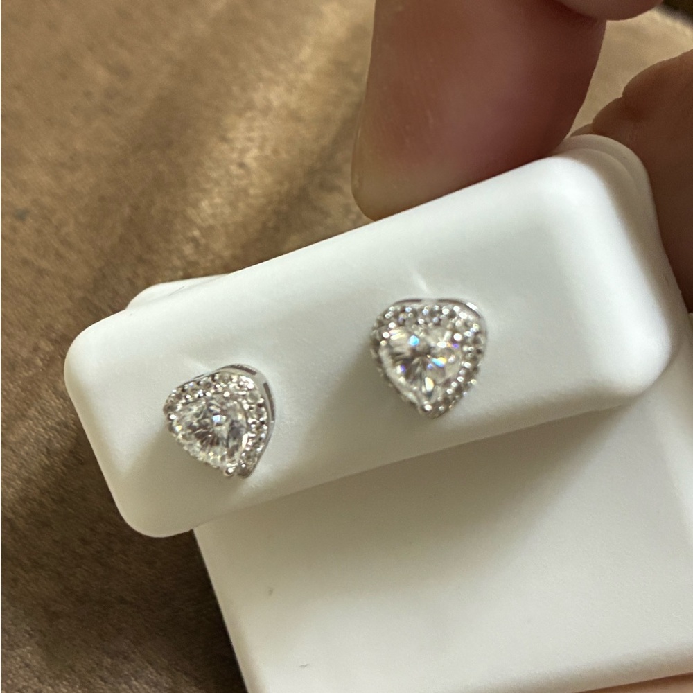 Sale! Solid Moissanite Screw Back Solid Sterling … - image 6